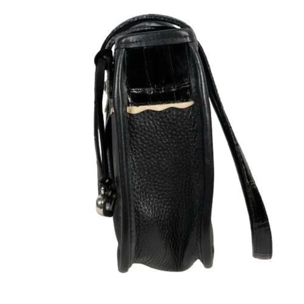 New Brighton Angelique Pebbled Crock Leather Shoulder Bag Tote Purse w/Bow $240